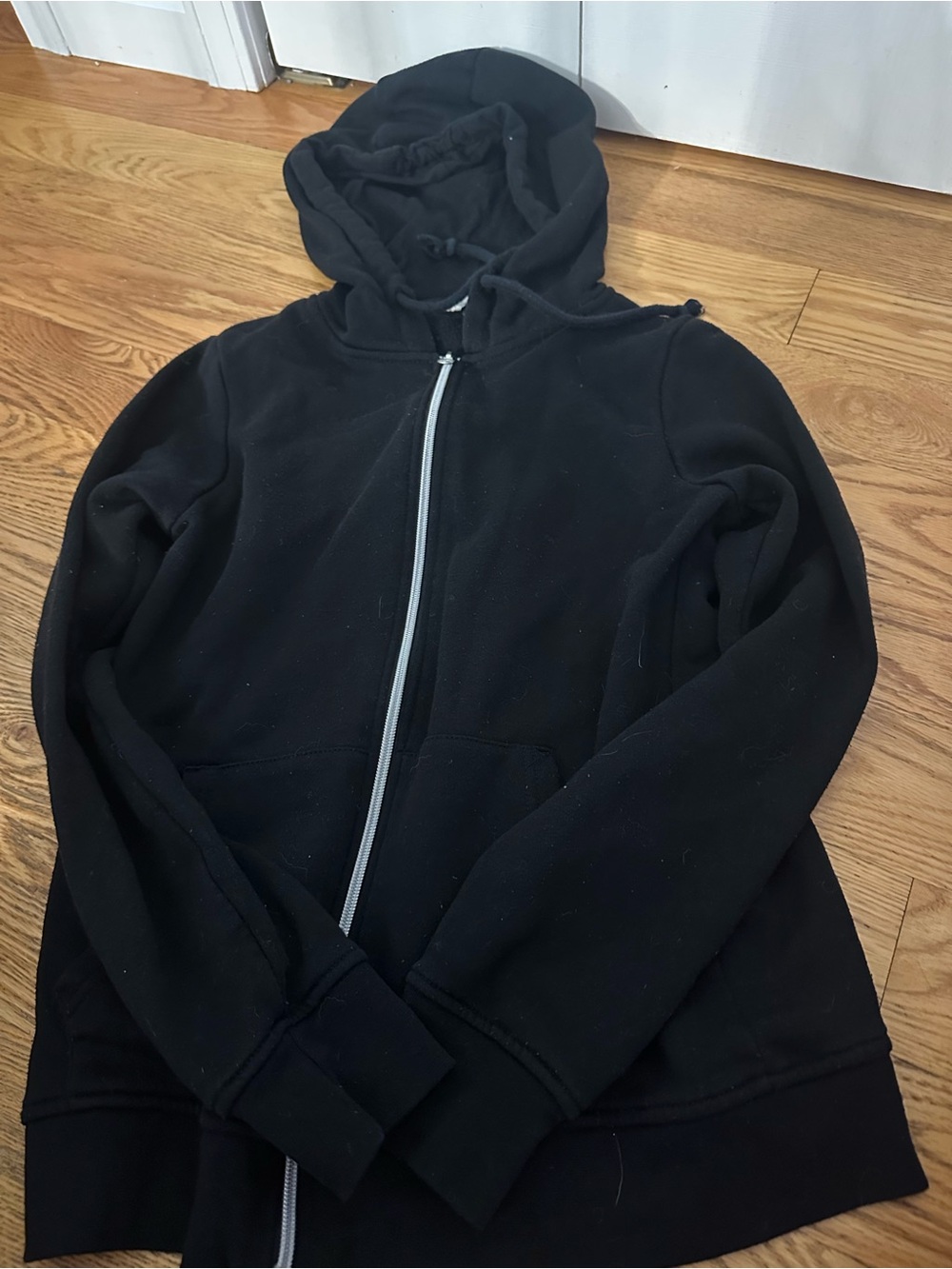 Black Full-Zip Hoodie with Hood